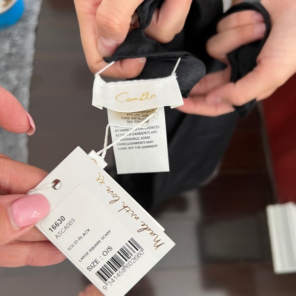 Camilla Silk Lion Large embellished Black Silk Scarf - Picture 4 of 5